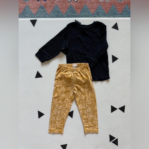 Cat & Jack|Baby girl,toddler outfit-Black waffle knit Top & floral leggings••• - Picture 5 of 5